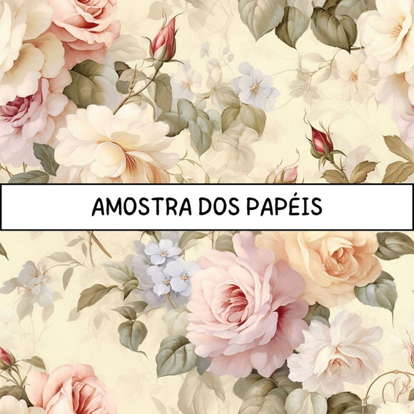 Papel Digital Vintage 64 - Rosas Shabby