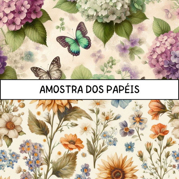 Papel Digital Vintage 66 - Shabby Flowers Ia Scrapbook