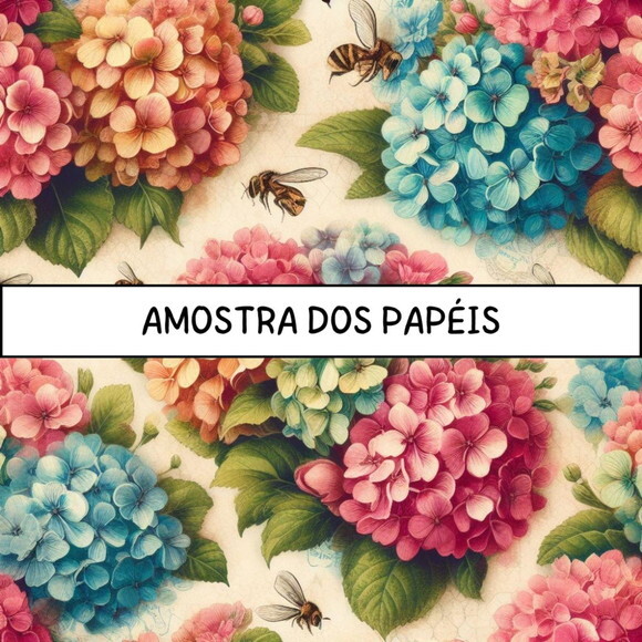 Papel Digital Vintage 67 Hortênsias - Shabby Ia Hydrangeas
