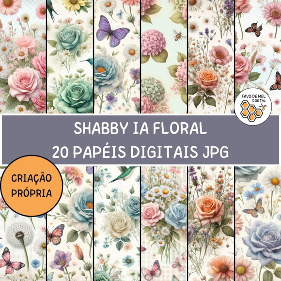 Papel Digital Vintage 68 - Shabby Floral Ia