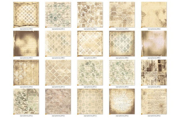 Papel Digital Vintage 72 - Sépia Ephemera
