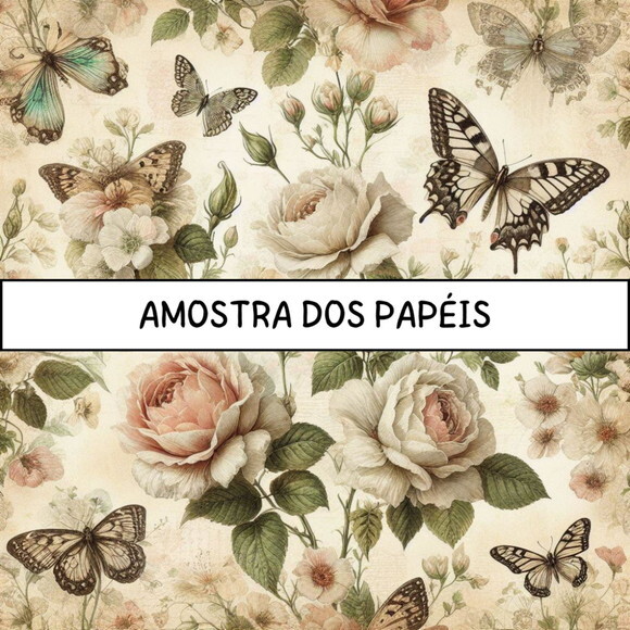 Papel Digital Vintage 75 - Floral Fino Vintage