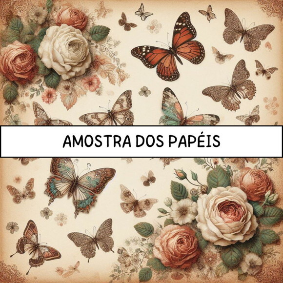 Papel Digital Vintage 75 - Floral Fino Vintage
