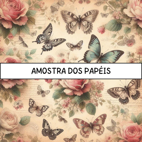 Papel Digital Vintage 77 - Floral Fino Vintage 2