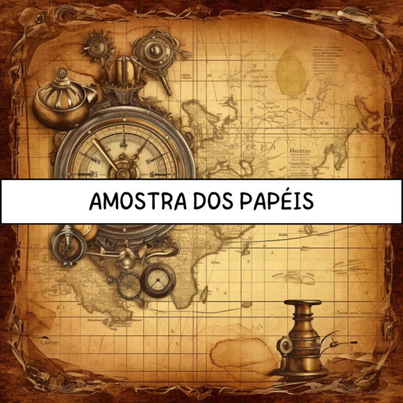 Papel Digital Vintage 78 - Mapas e Viagem