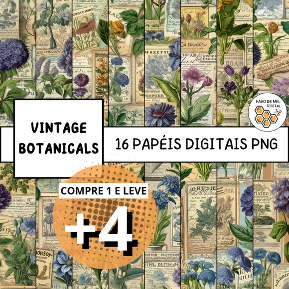 Papel Digital Vintage 79 - Botânico - Vintage Botanicals