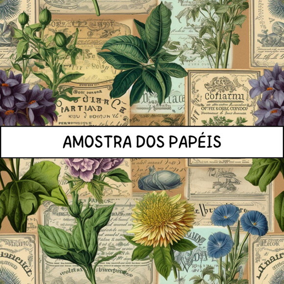 Papel Digital Vintage 79 - Botânico - Vintage Botanicals