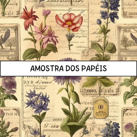 Papel Digital Vintage 80 - Floral Botânico