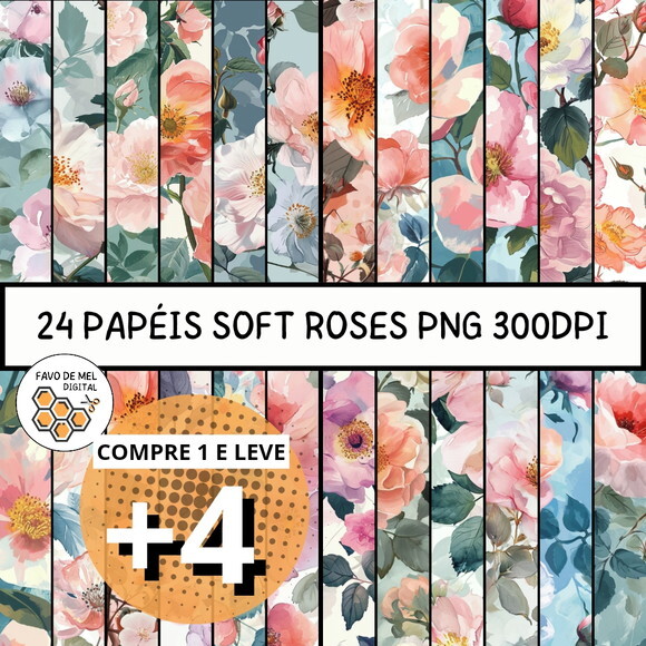 Papel Digital Vintage 81 - Soft Roses Pattern