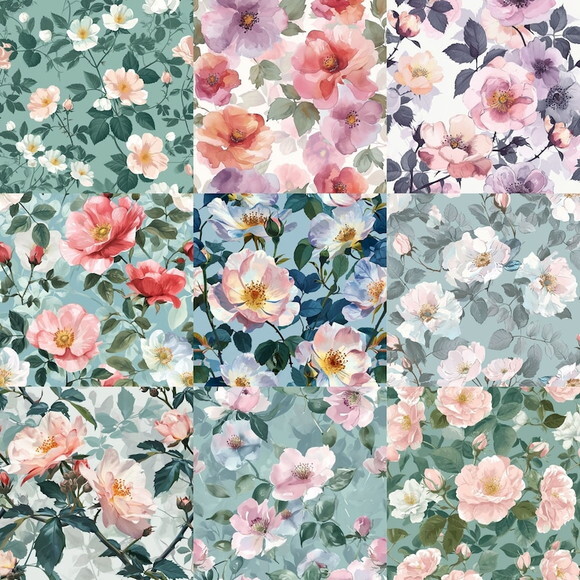 Papel Digital Vintage 81 - Soft Roses Pattern