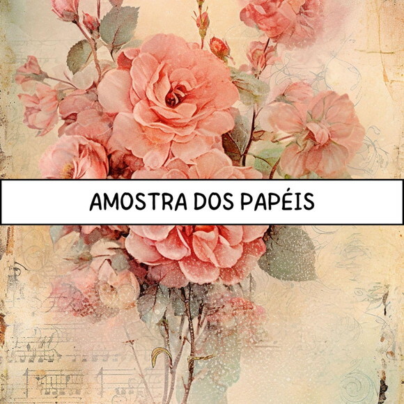 Papel Digital Vintage 83 - Pink Roses Junk Journal