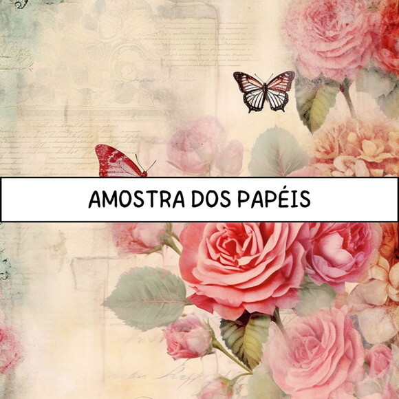 Papel Digital Vintage 83 - Pink Roses Junk Journal