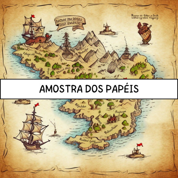 Papel Digital Vintage 84 - Mapas Vintage