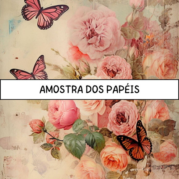 Papel Digital Vintage 83 - Pink Roses Junk Journal