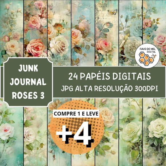Papel Digital Vintage 87 - Roses Junk Journal 3
