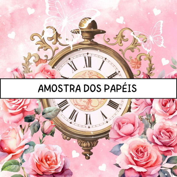 Papel Digital Vintage 95 - Vintage Love Rosas Vermelhas