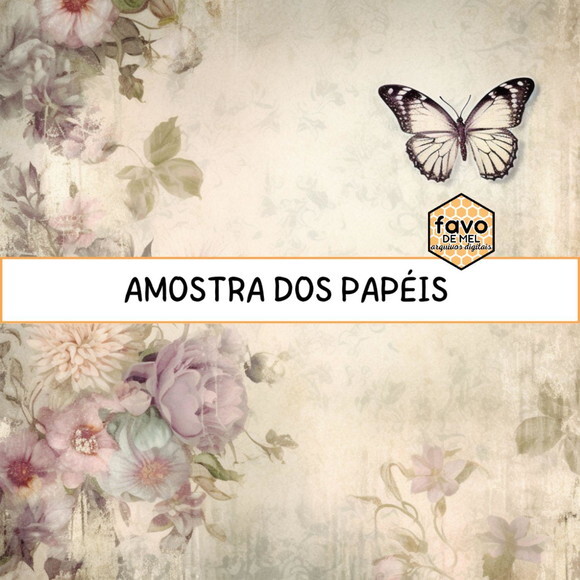 Papel Digital Vintage Borboletas 100 - Butterflies