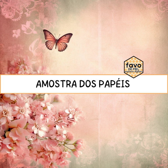 Papel Digital Vintage Borboletas 100 - Butterflies