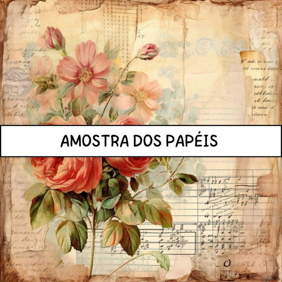 Papel Digital Vintage Floral 91 - Floral Aquarela