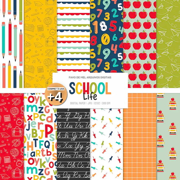 Papel Digital Volta às Aulas #3 Jpg (pague 1 Leve 5)