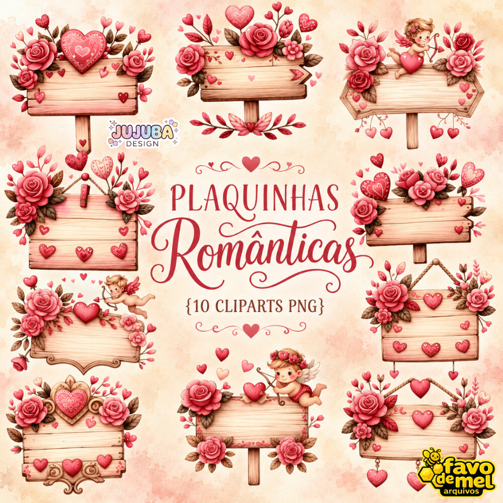 KIT DIGITAL PLAQUINHAS ROMÂNTICAS DIA DOS NAMORADOS PNG