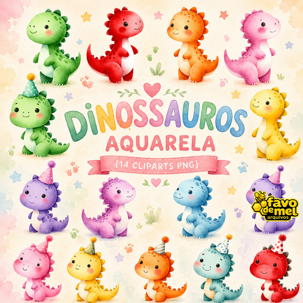 KIT DIGITAL DINOSSAUROS AQUARELA #51