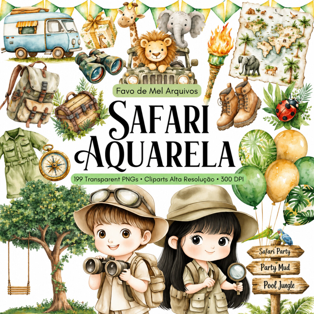 KIT DIGITAL SAFARI AQUARELA PREMIUM #46
