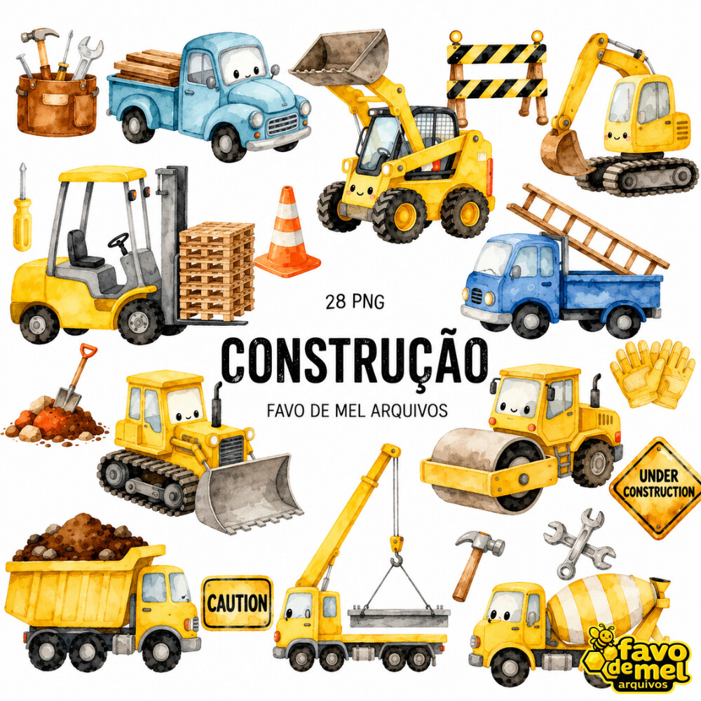 KIT DIGITAL CONSTRUÇÃO AQUARELA PNG