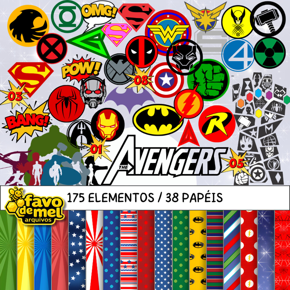 Kit Digital Avengers Vingadores - Mega Pack