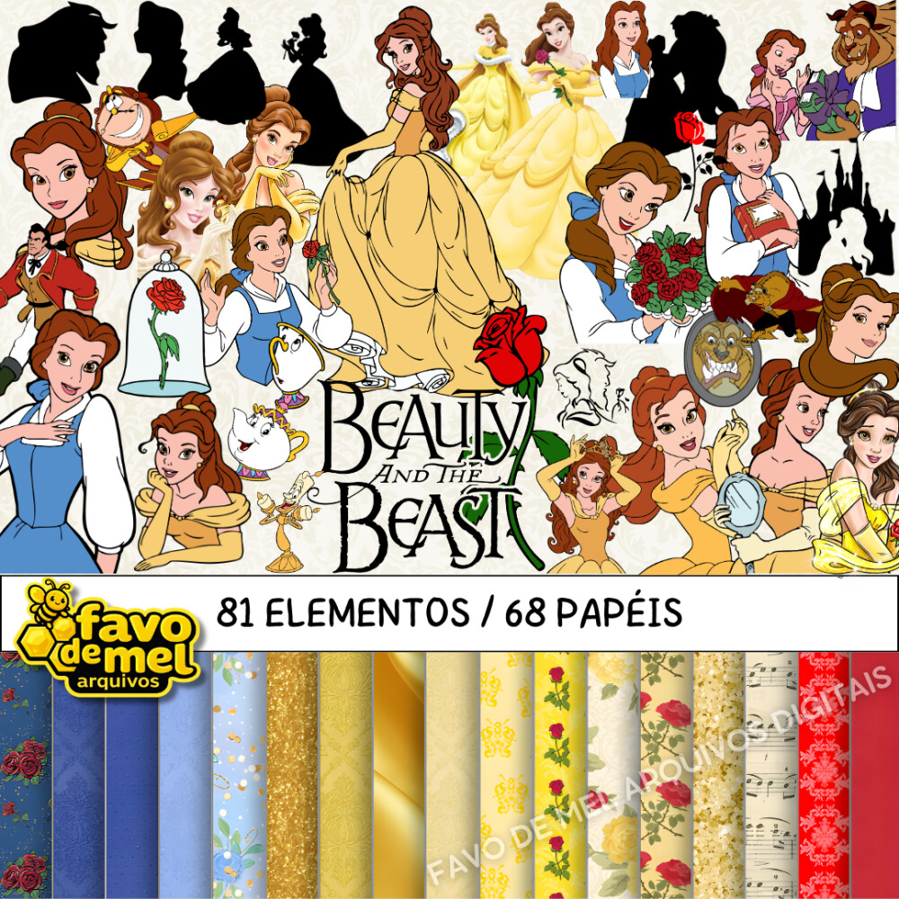 Kit Digital a Bela e a Fera - Mega Pack Png Jpg