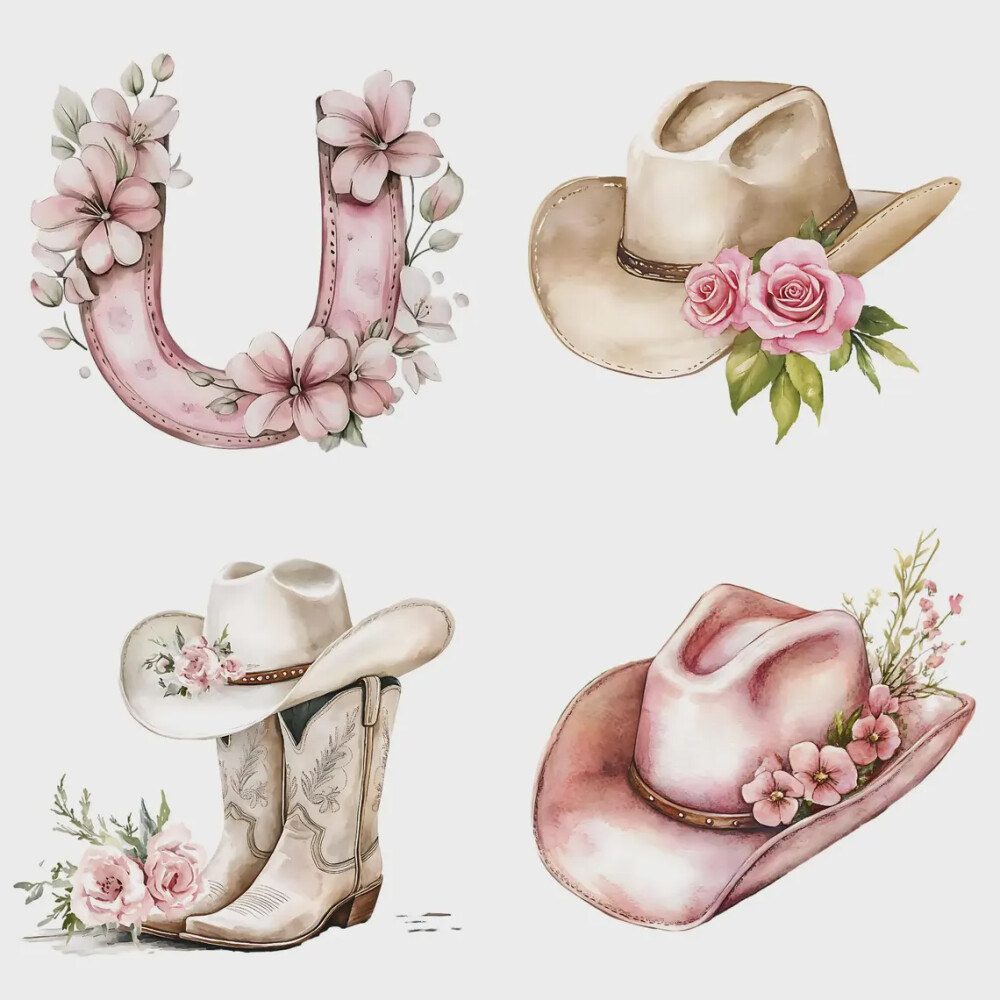 KIT DIGITAL BOIADEIRA ROSA AQUARELA COM PAPÉIS #54