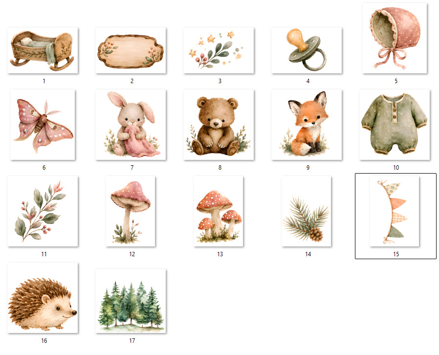 KIT DIGITAL BOSQUE BABY AQUARELA