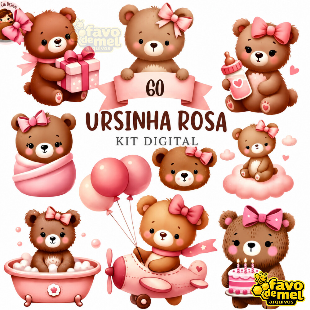 KIT DIGITAL URSINHA ROSA PNG #17
