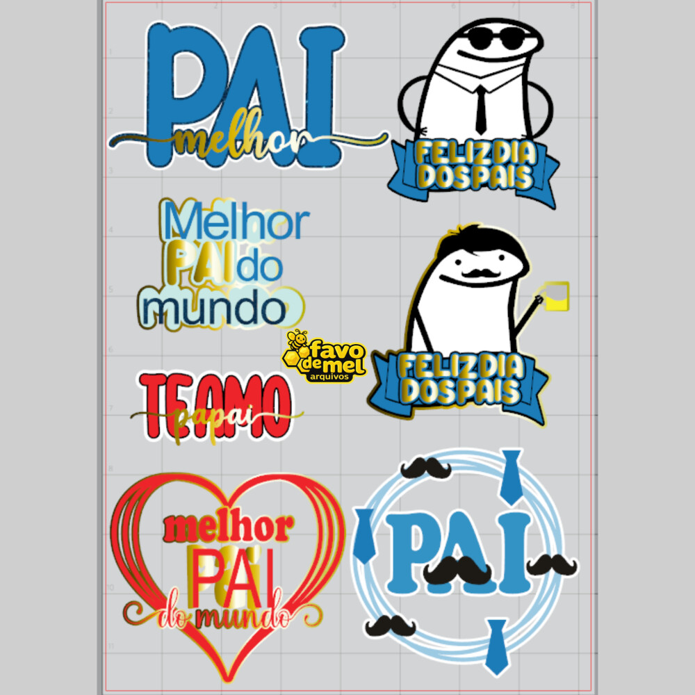 ARQUIVO DE CORTE TOPO DE BOLO DIA DOS PAIS - PACK 7 TOPOS STUDIO