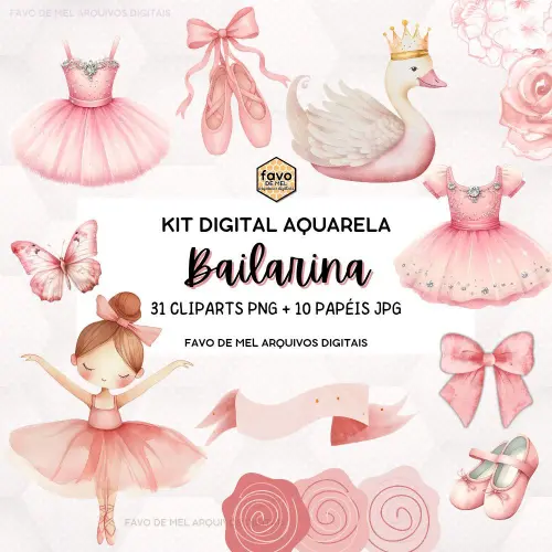 Kit Digital Bailarina Aquarela