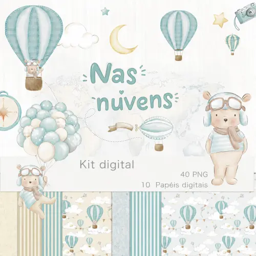Kit Digital Ursinho Baloeiro - Nas Nuvens