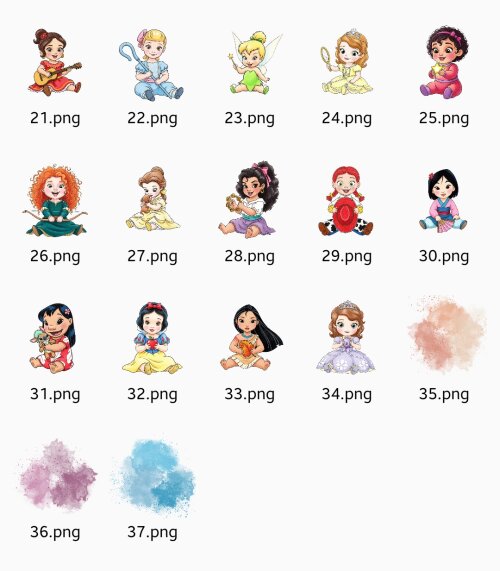Kit Digital Princesas Disney Baby Aquarela