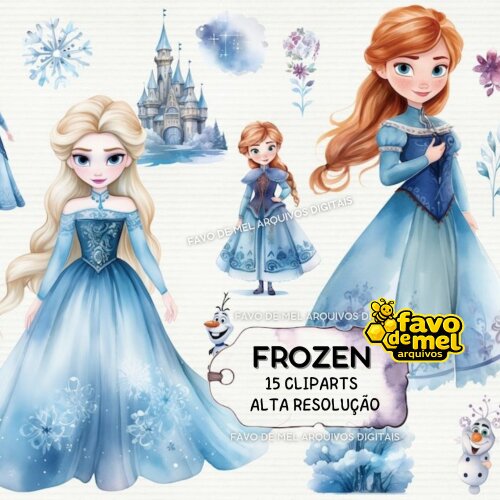 Kit Digital Frozen Aquarela - ice princess