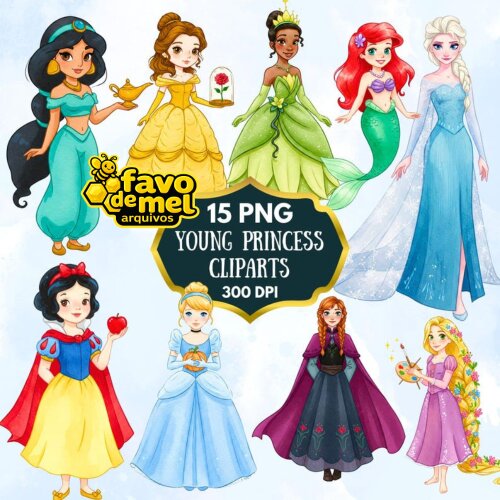 Kit Digital Princesas Disney Aquarela