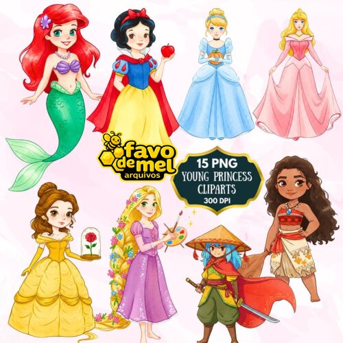 Kit Digital Princesas Disney Aquarela