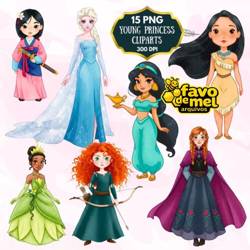 Kit Digital Princesas Disney Aquarela
