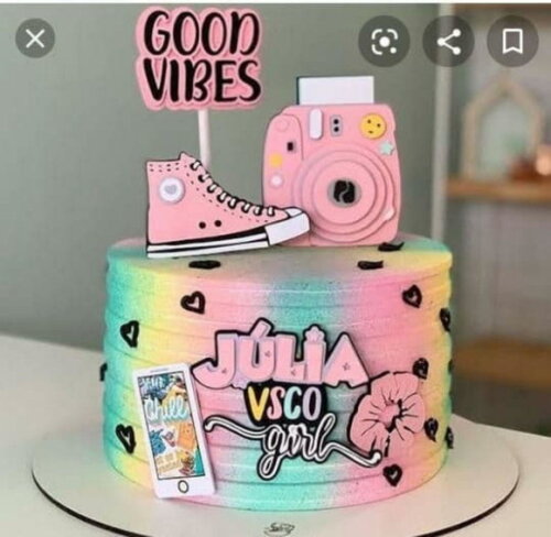 Arquivo de Corte Topo de Bolo - Vsco Girl Good Vibes