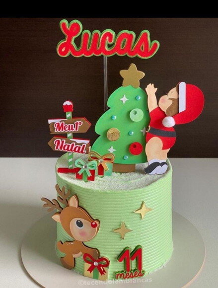 Arquivo de Corte Topo de Bolo Meu Primeiro Natal - Bebê Rena