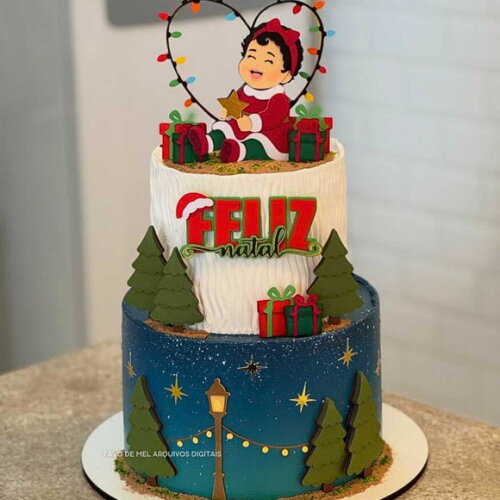 Arquivo de Corte Topo de Bolo Natal Menina Bebê Studio
