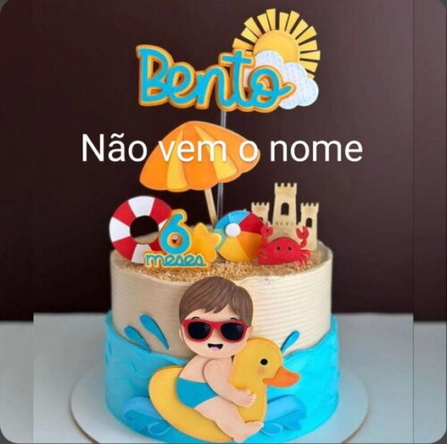 Arquivo de Corte Topo de Bolo Praia Menino no Patinho