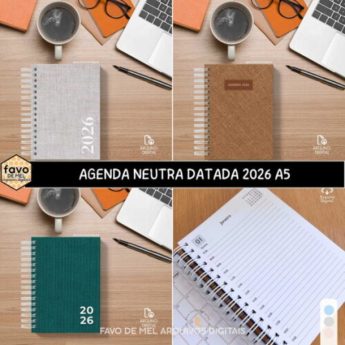 Arquivo Digital Agenda Neutra 2026 Datada 1dpp A5