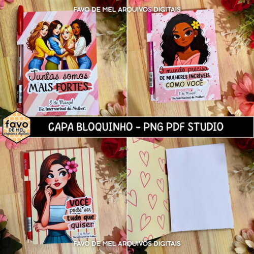 Arquivo Digital Bloquinho A6 com Caneta Dia da Mulher Mimos