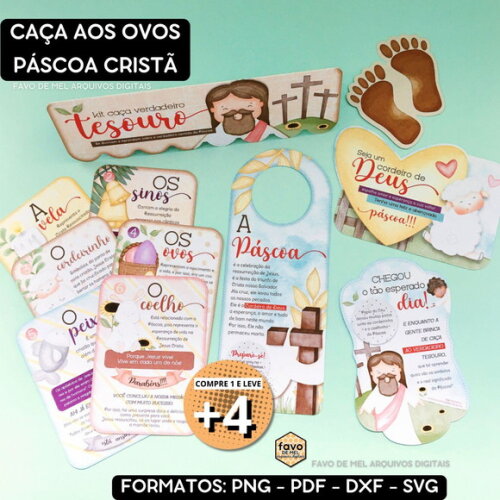Arquivo Digital Caça aos Ovos Páscoa Cristã pdf Dxf Svg Png