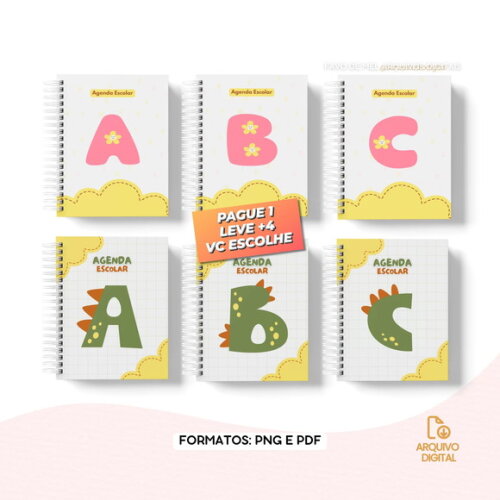 Arquivo Digital Capas para Agenda Escolar Alfabeto pdf Png