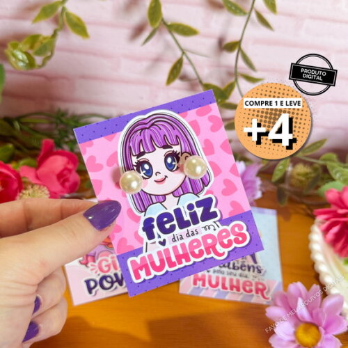Arquivo Digital Card Brinco Dia da Mulher 2026 Png pdf #3
